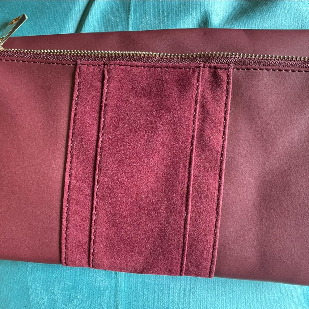 Summer & Rose Folded Purse in Burgundy & Velvet. Deep foldable pocketbook/purse